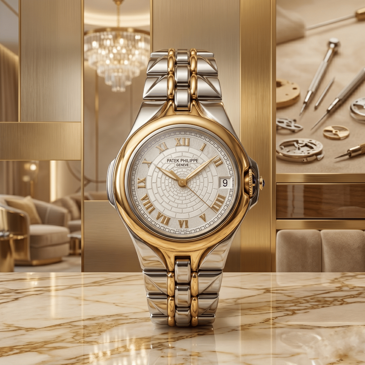 Patek Philippe Sculpture 38 MM Steel and Gold Automatic