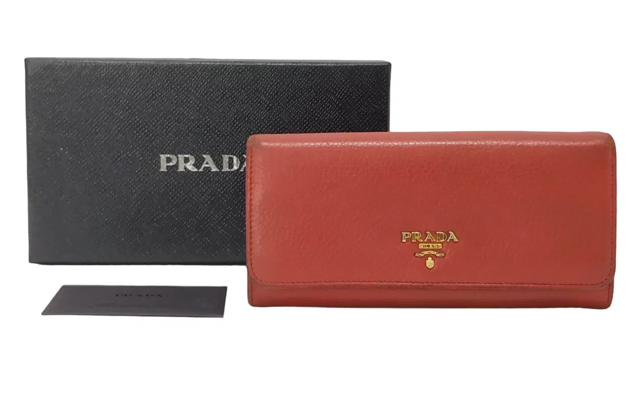 Prada Vitello Daino Red Leather Flap Continental Wallet