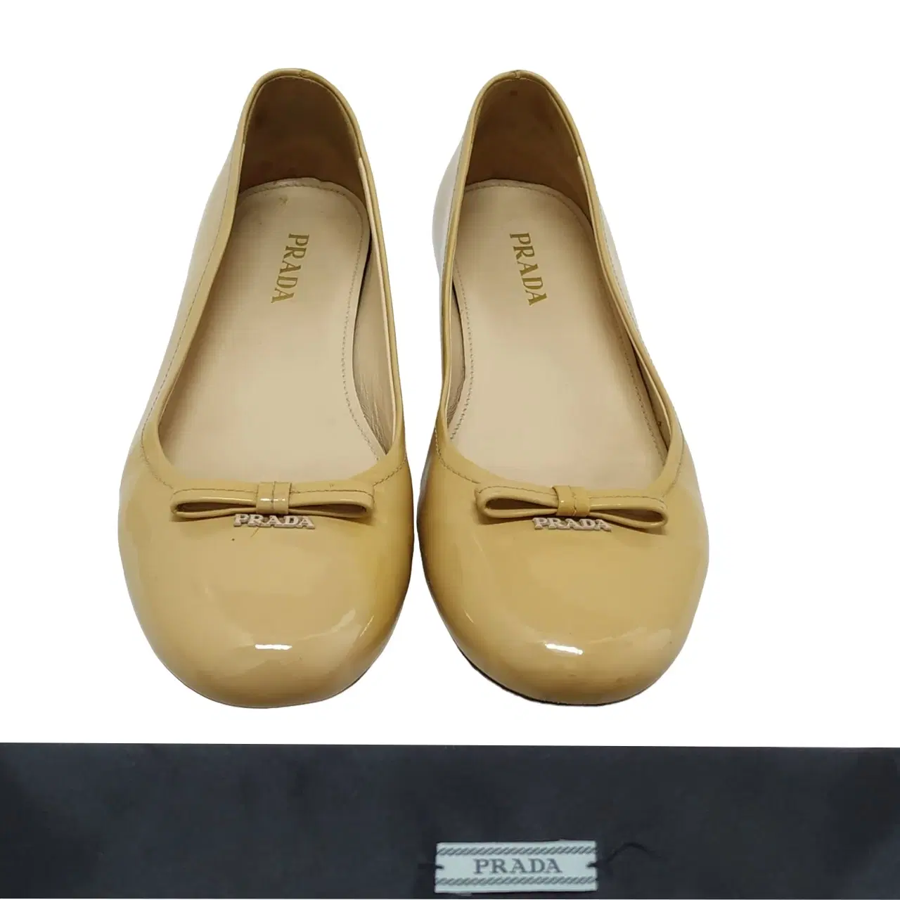 Prada Patent Leather Bow Ballerina Flats
