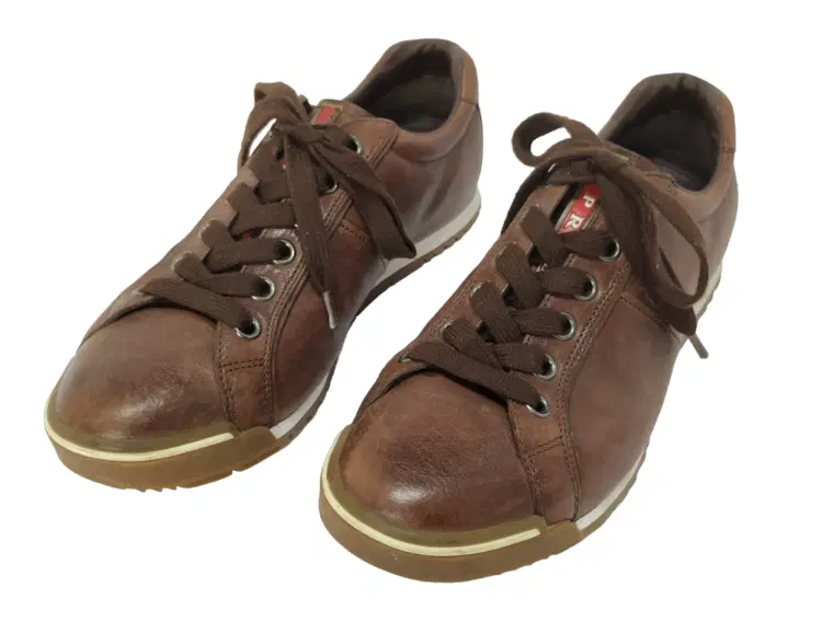 Size 6 - Prada Brown Leather Lace Sneakers-Hover-Image