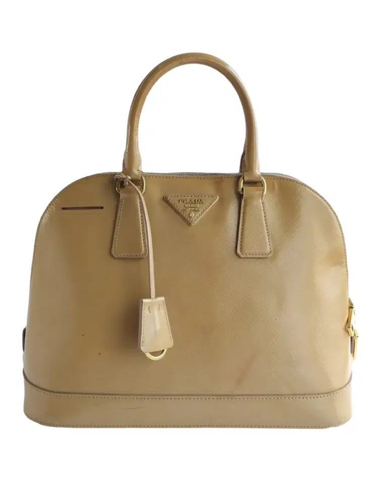 Prada Saffiano Vernice Promenade Dome Satchel-Hover-Image