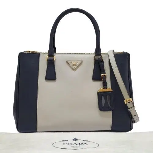 Prada Galleria Saffiano Bi-Color Double Zip Tote-Hover-Image