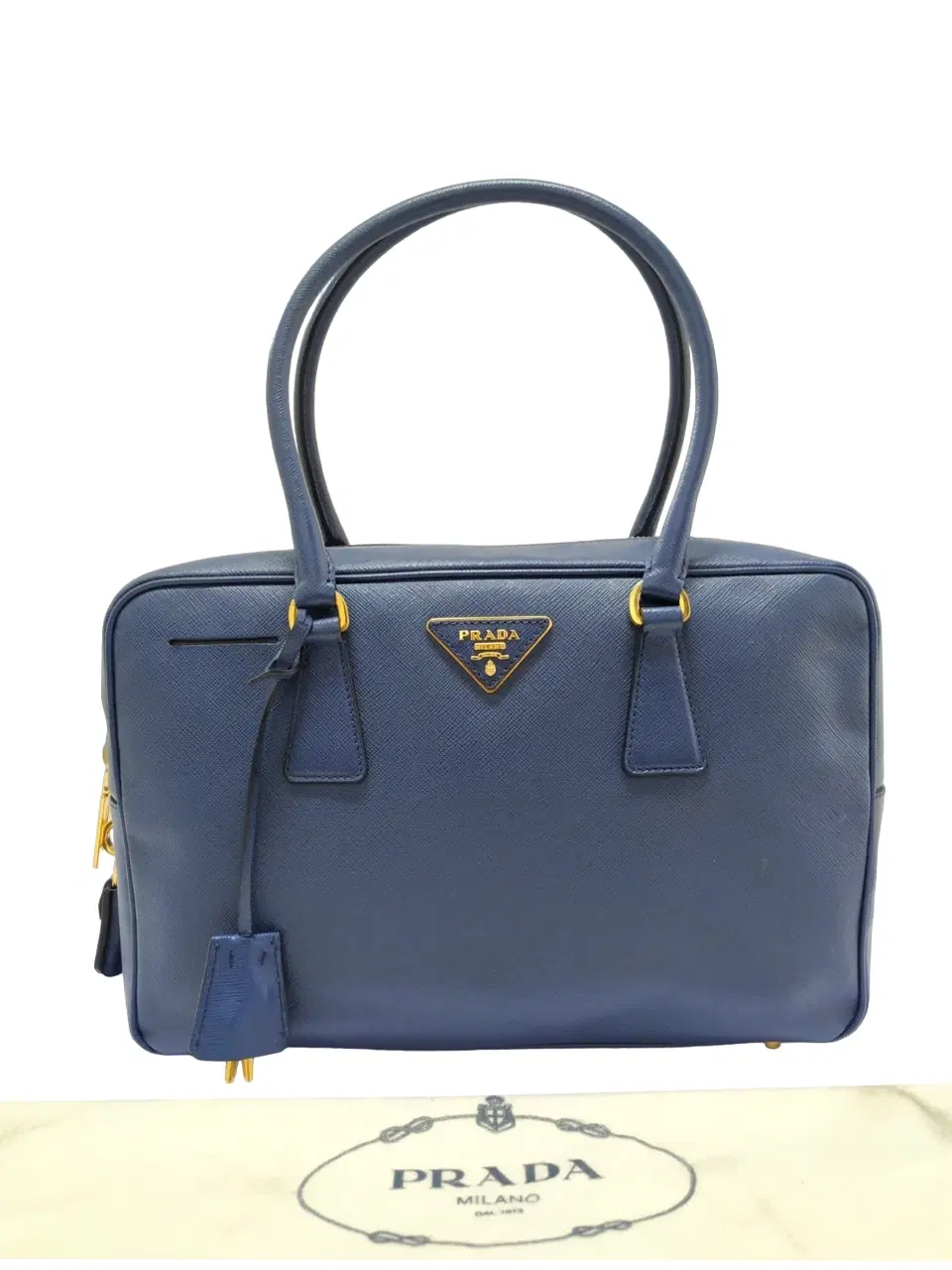 Prada Blue Leather Bauletto Satchel