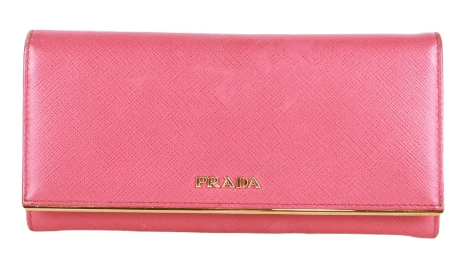 Prada Saffiano Leather Metal Bar Flap Continental Wallet