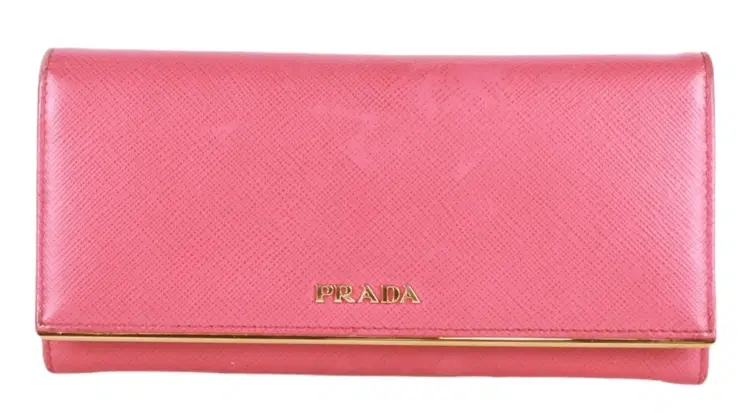 Prada Saffiano Leather Metal Bar Flap Continental Wallet-Hover-Image