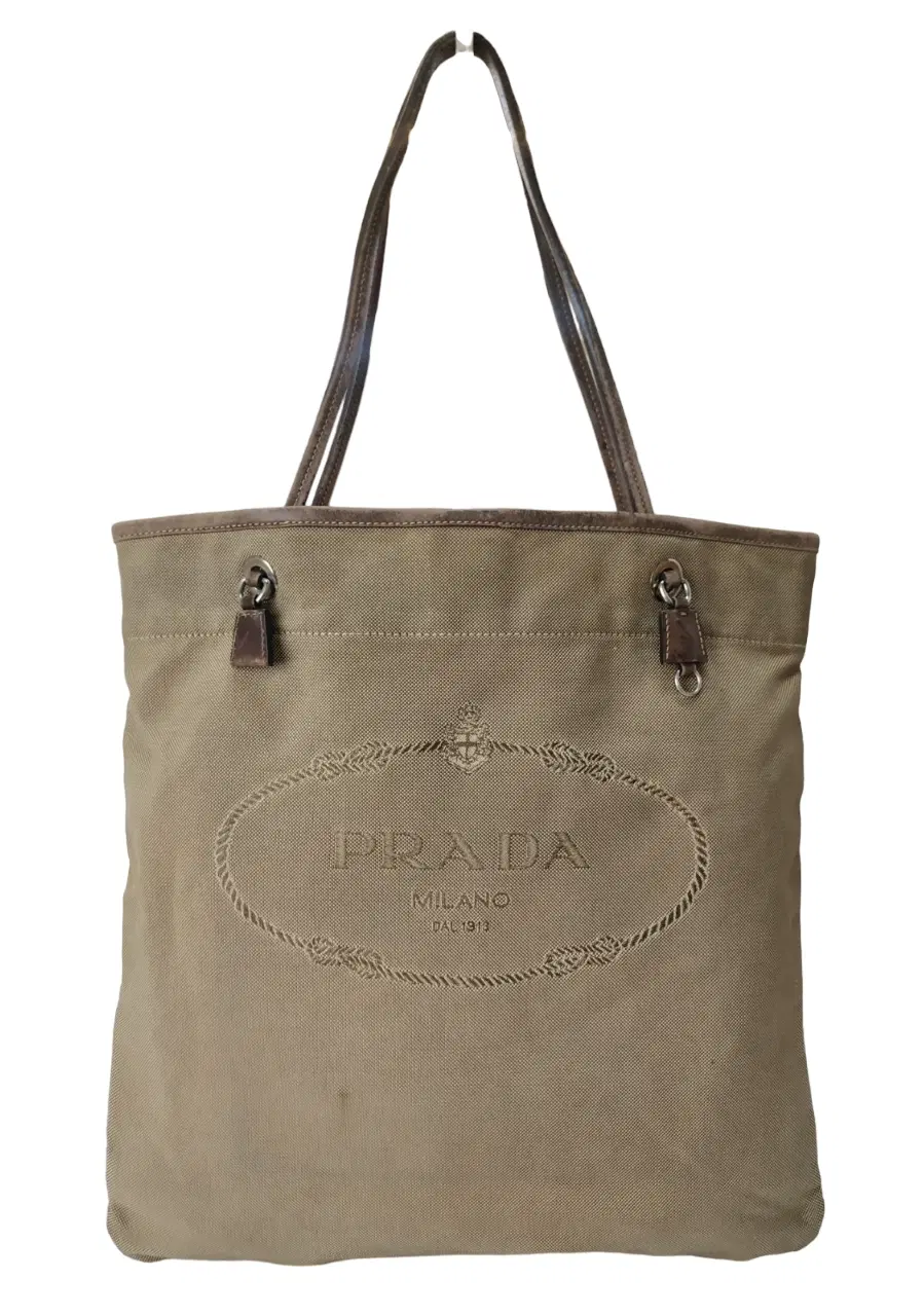 Prada Logo Canvas Tote