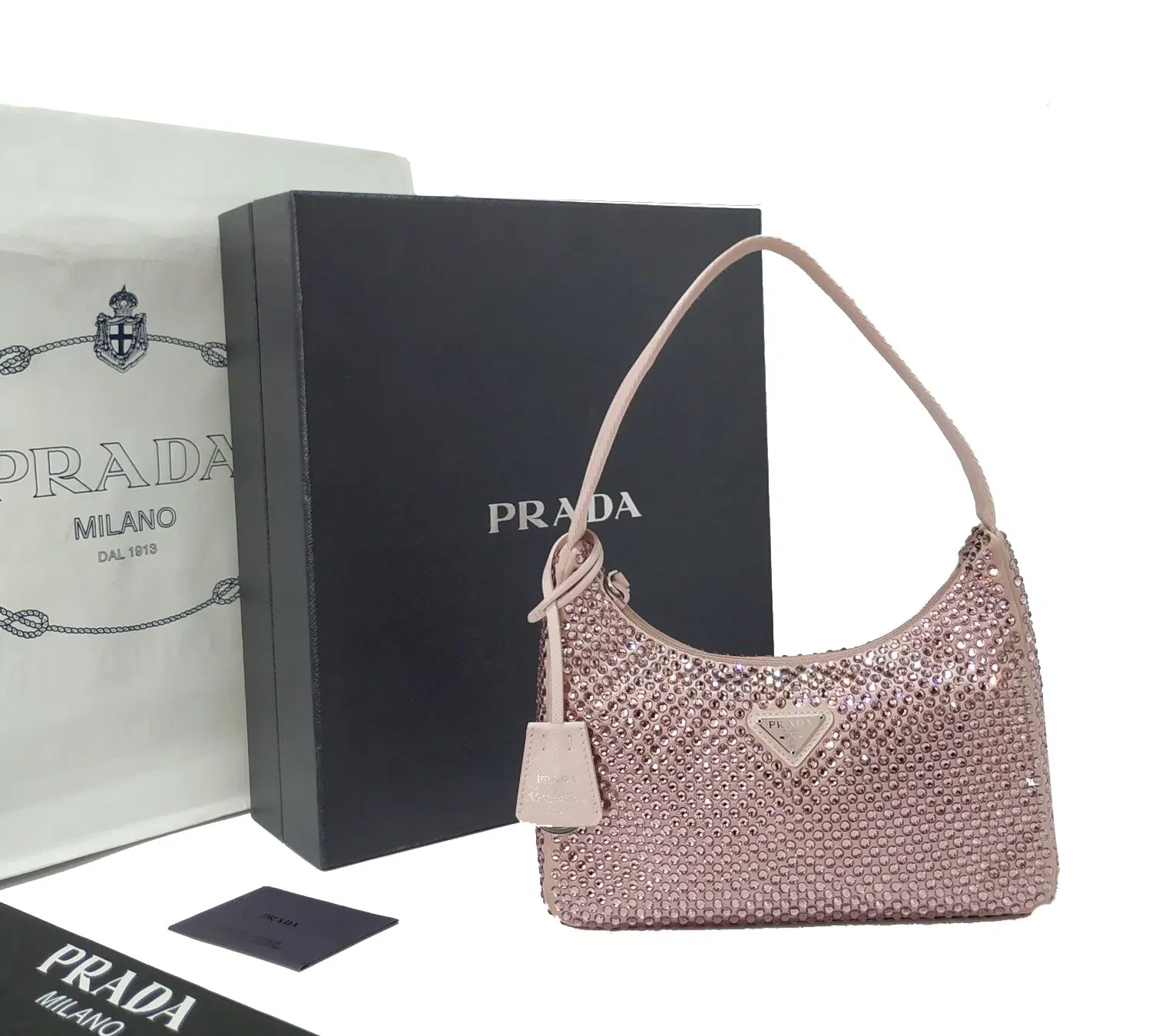 Prada Alabaster Pink Satin Mini Crystals Bag
