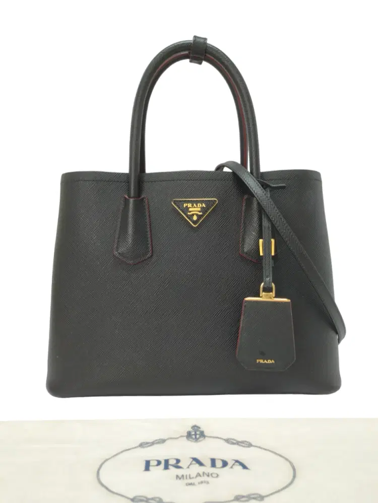 Prada Black Saffiano Cuir Leather Tote-Hover-Image