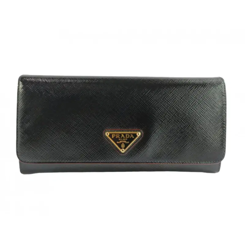 Prada Black Saffiano Leather Continental Flap Wallet