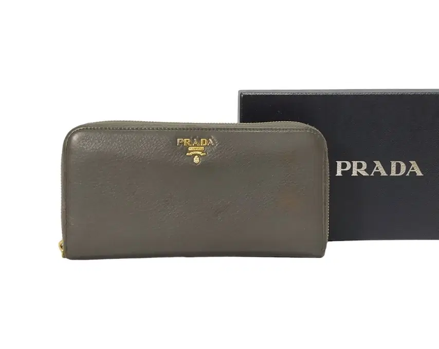 Prada Grey Zip Around Wallet