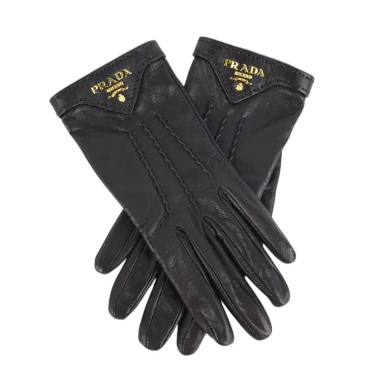 Prada Logo-Plaque Slip-On Gloves-Hover-Image