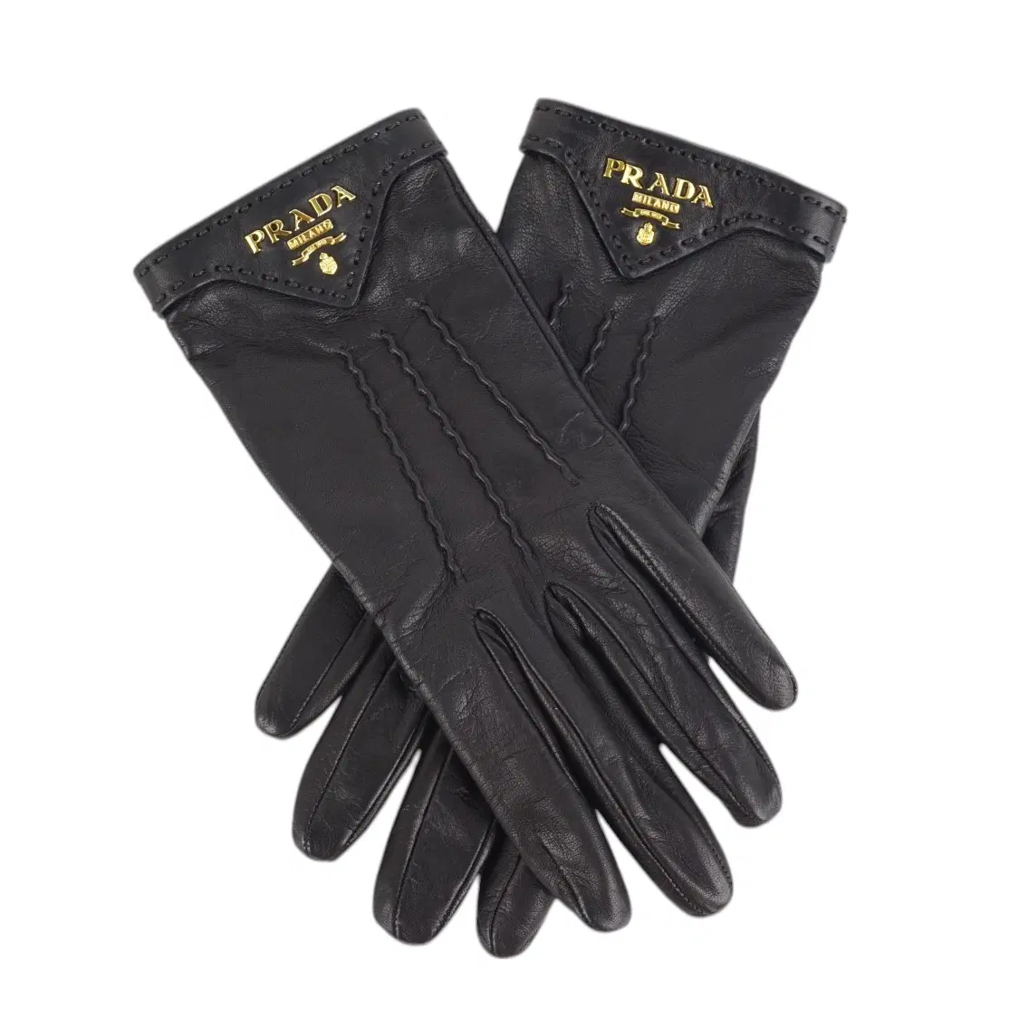 Prada Logo-Plaque Slip-On Gloves