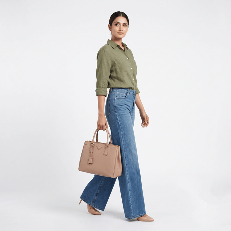 Prada Cammeo Saffiano Lux Double Zip Medium Tote Bag-Hover-Image