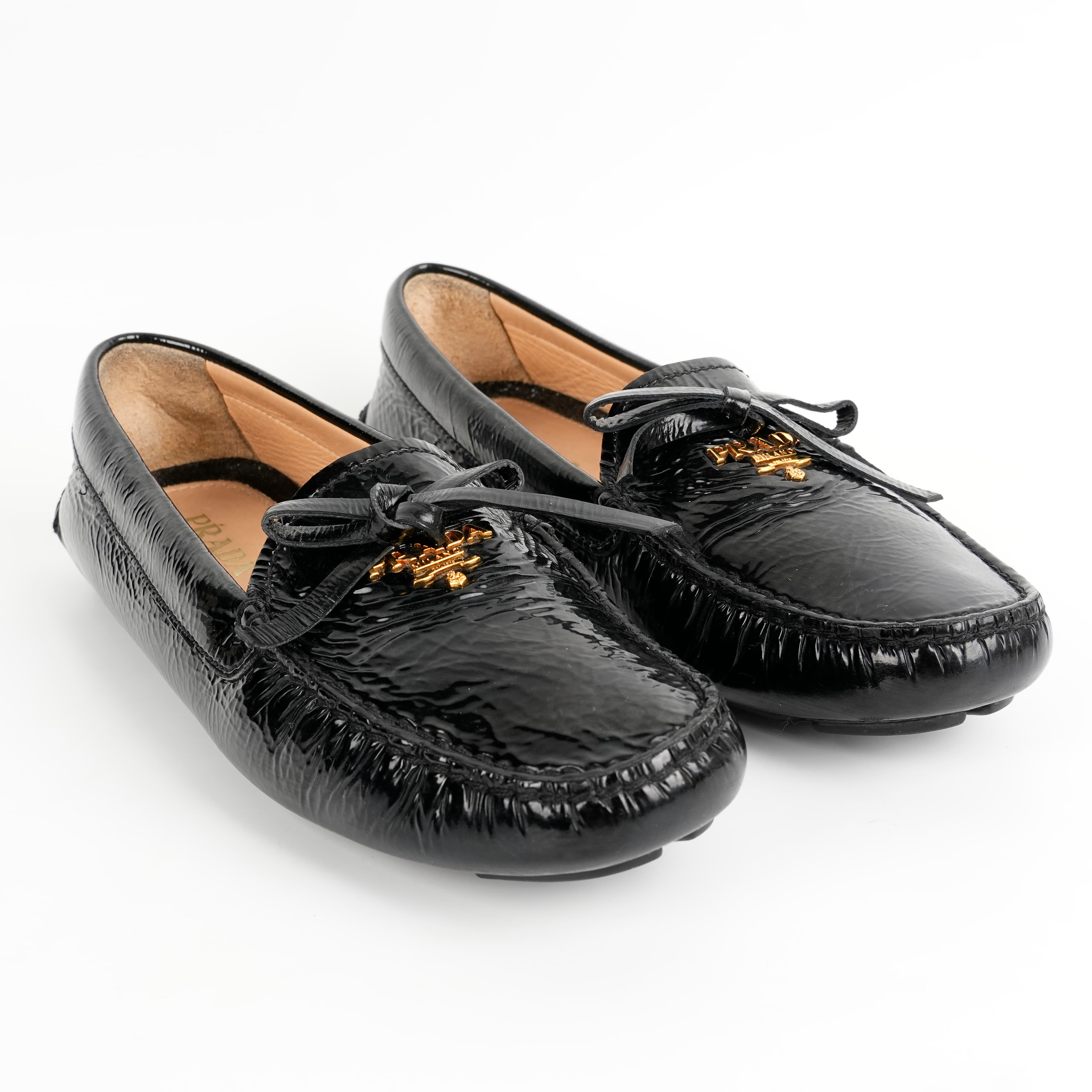 Size 37 - Prada Cross Grain Leather Black Loafers