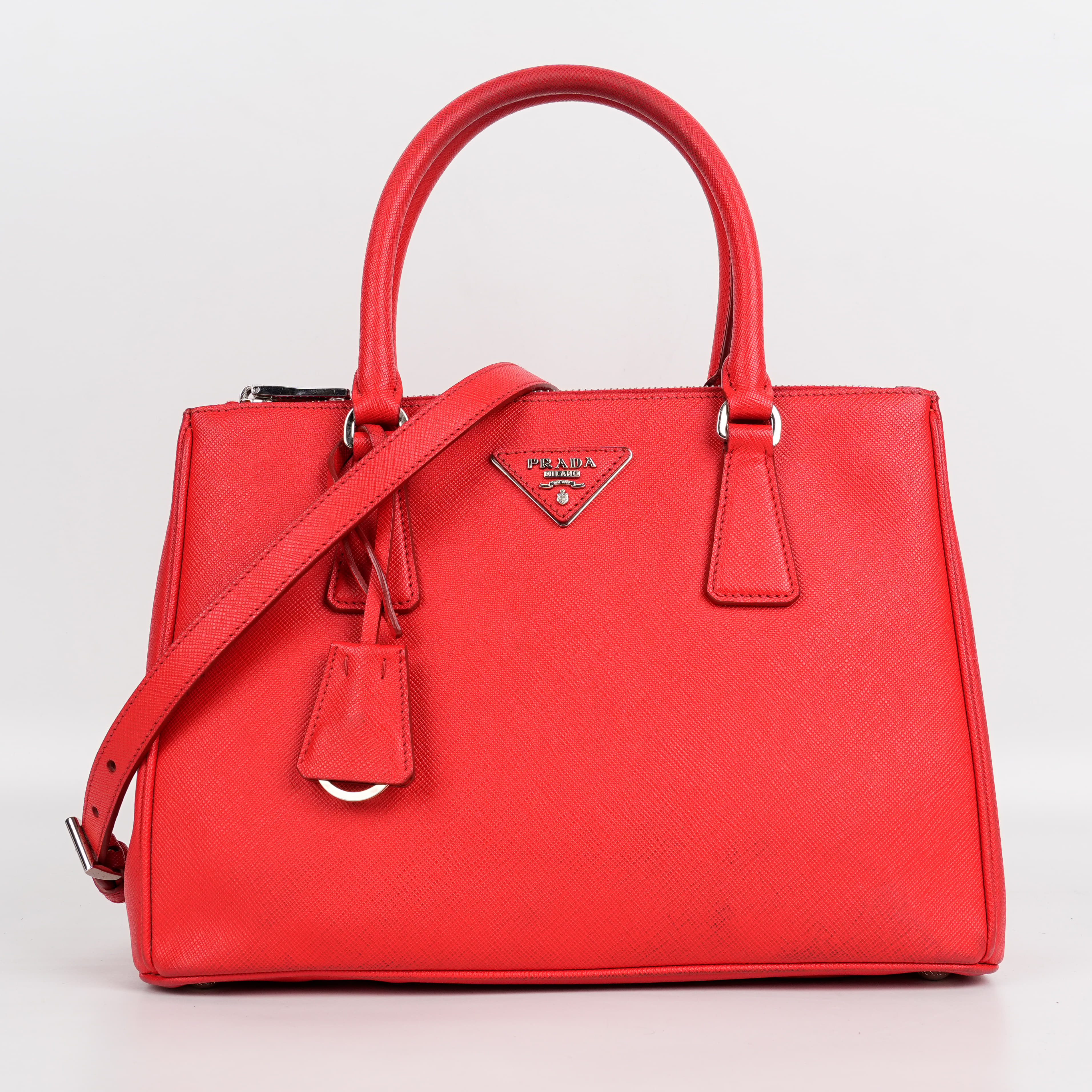 Prada Saffiano Lux Leather Galleria Double Zip Shoulder Bag