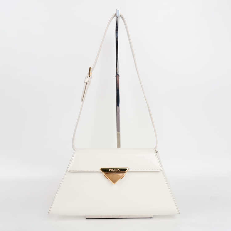 Prada Leather Shoulder Bag With Logo-Hover-Image