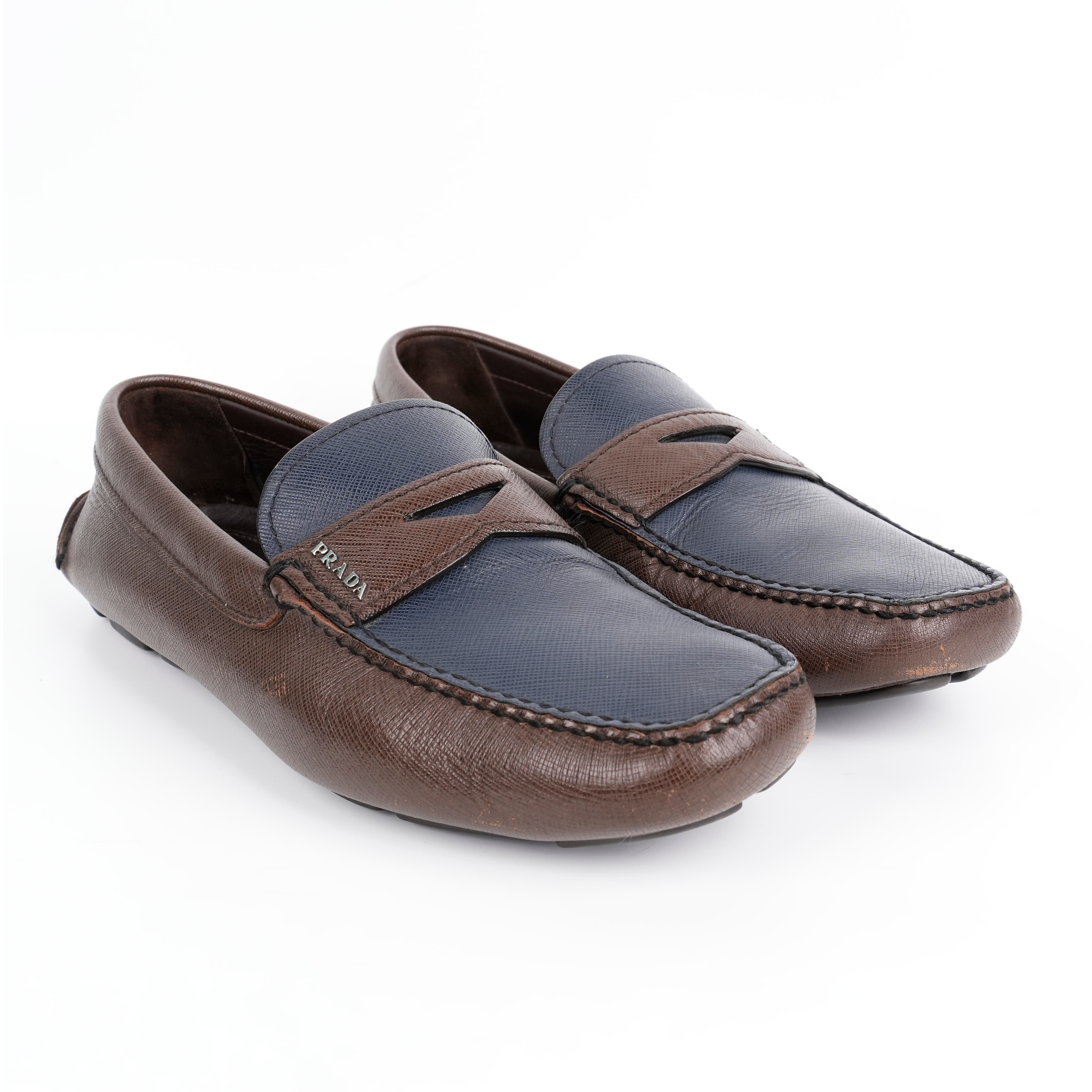 UK 6 - Prada Saffiano Leather Penny Driving Loafers