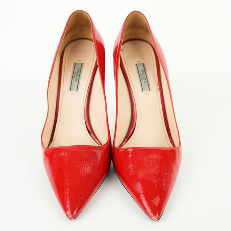 Size 41 - Prada Saffiano red leather stiletto pumps-Hover-Image
