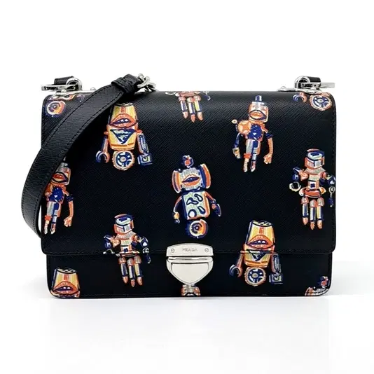 Prada Saffiano Saint Robot Flap Bag (1BD057)