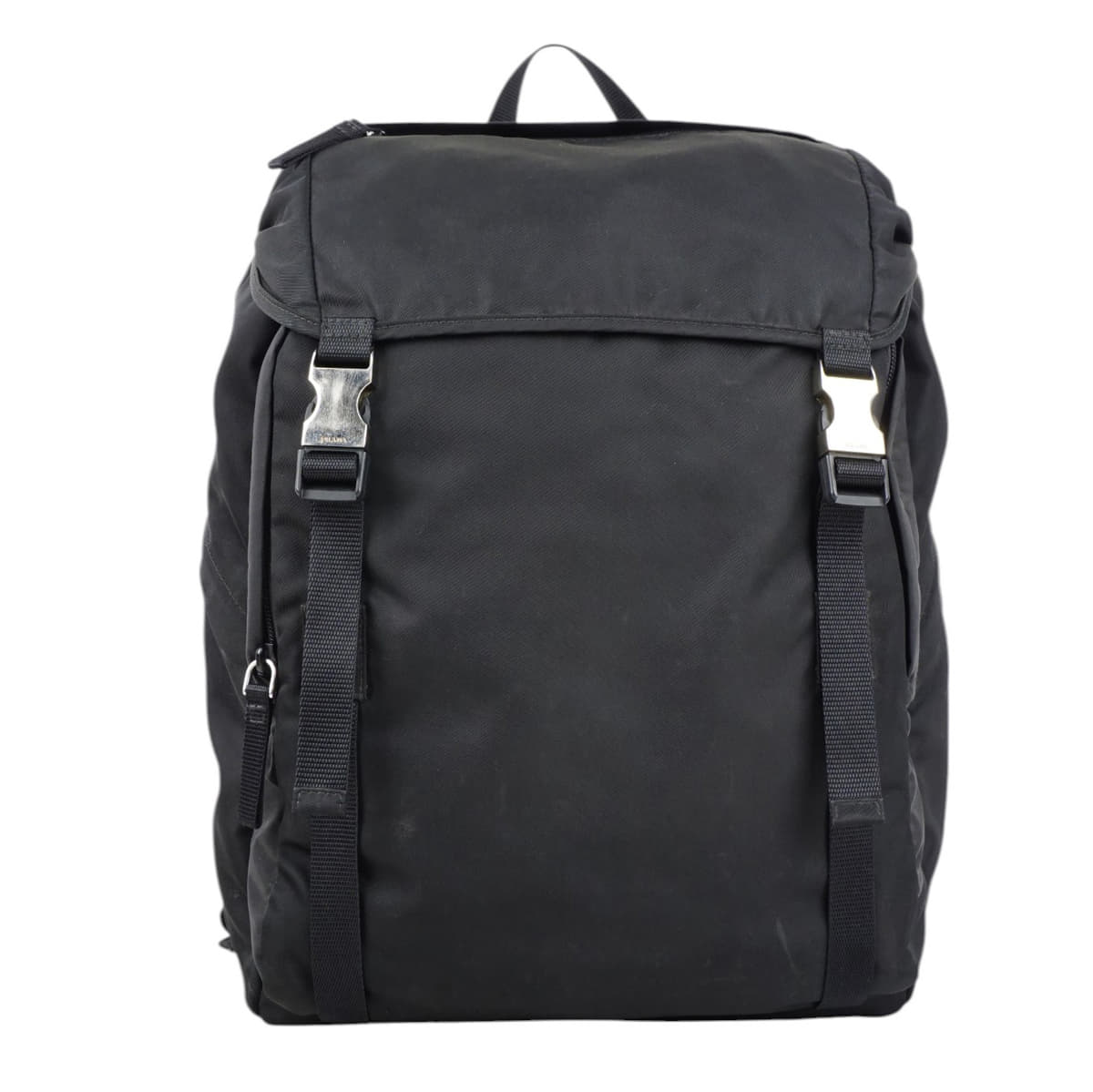 Prada Tessuto Nylon Montagna Double Buckle Backpack Black