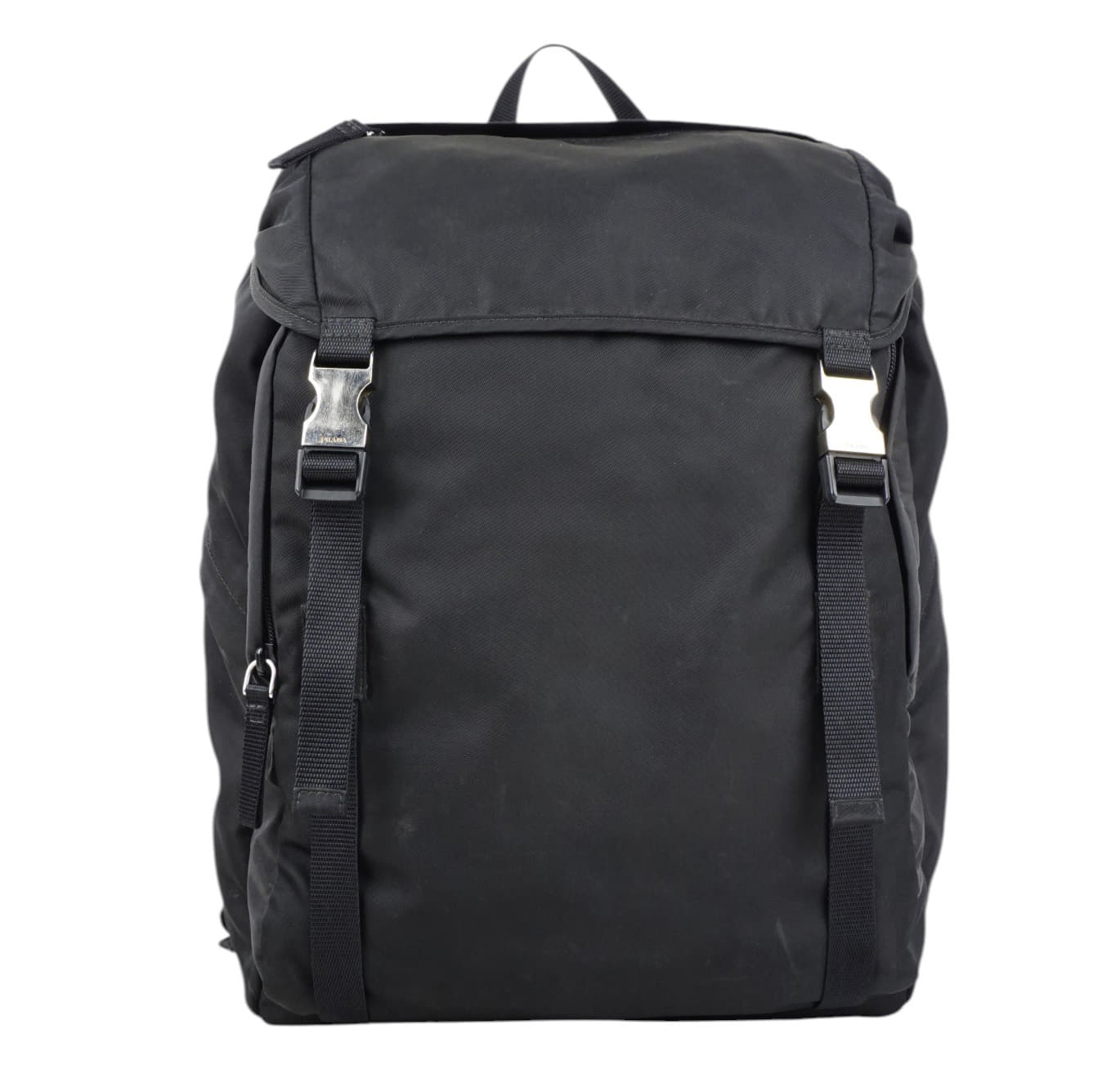 Prada Tessuto Nylon Montagna Double Buckle Backpack Black