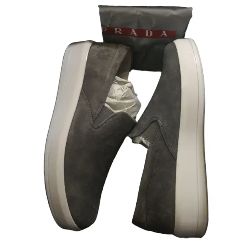 Prada Grey Women Slip-On Sneakers