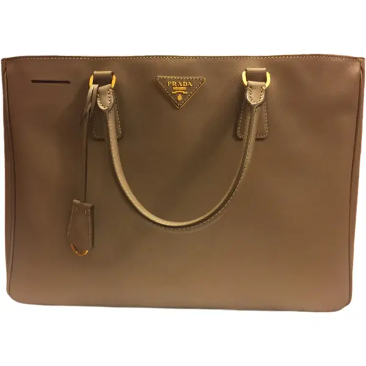 Prada Argilla (Dark Grey) Saffiano Lux Leather Tote Bag-Hover-Image