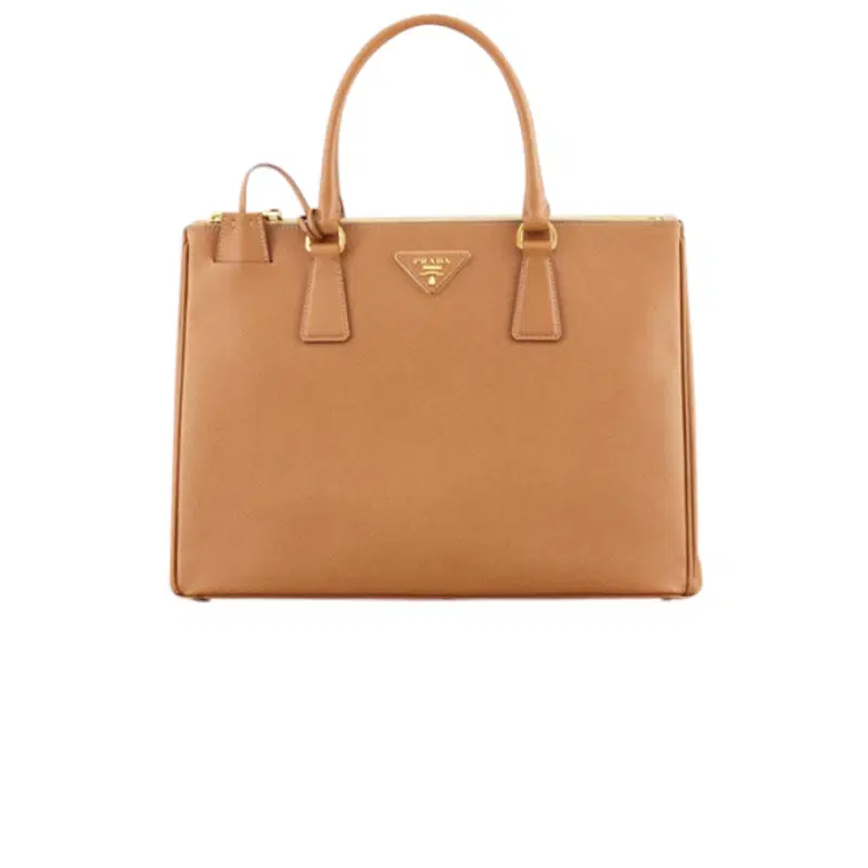 Prada Caramel Saffiano Lux Double Zip Tote