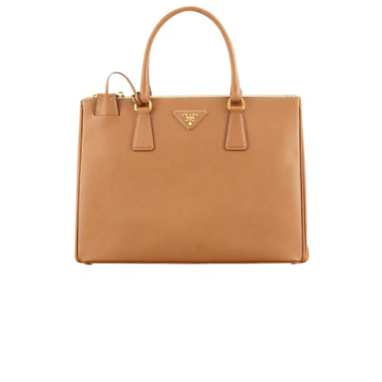 Prada Caramel Saffiano Lux Double Zip Tote-Hover-Image
