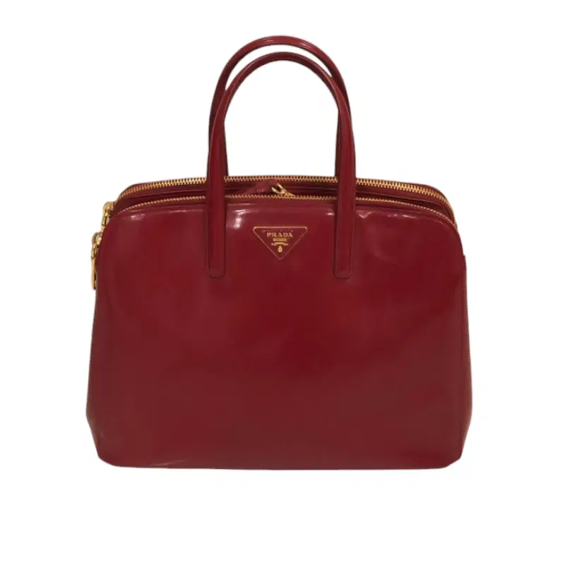 Prada Spazzolato Patent Leather Double Zip Tote