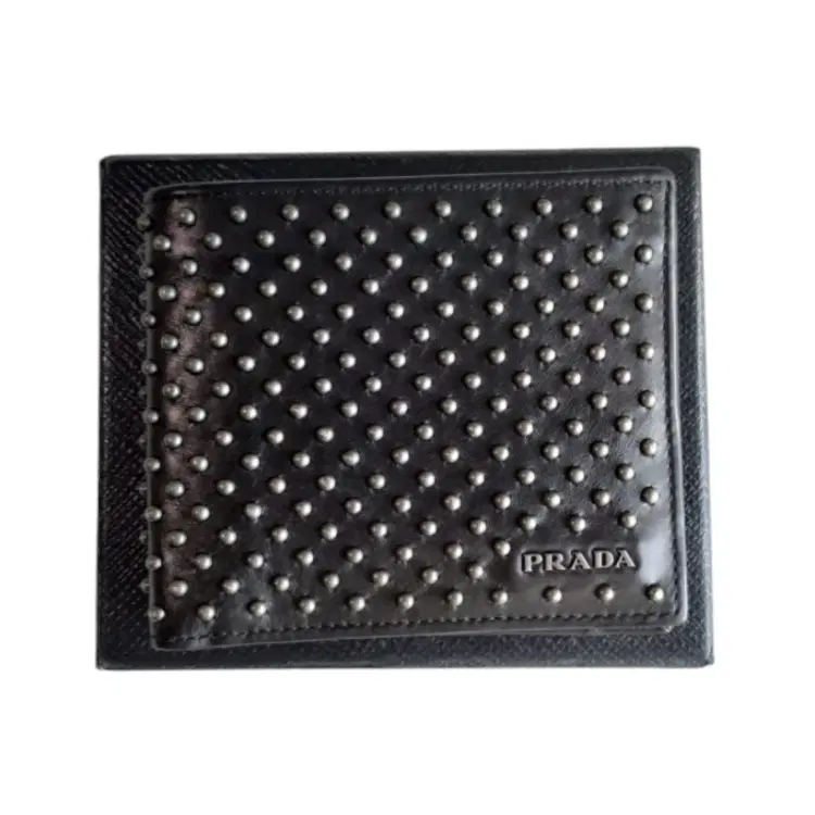 Prada Black Leather Studded Mens Wallet-Hover-Image