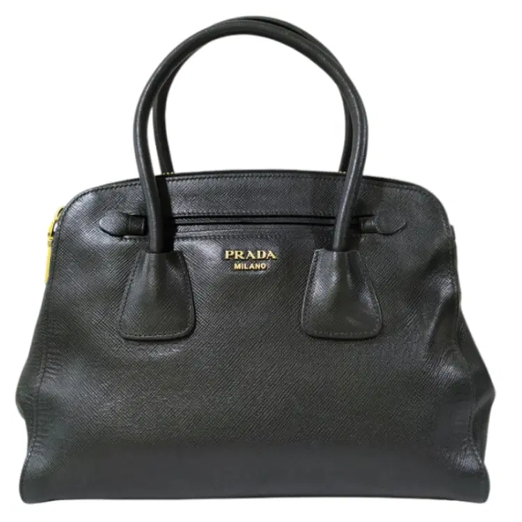 Prada Nero Saffiano Cuir Double-Zip Satchel Bag-Hover-Image