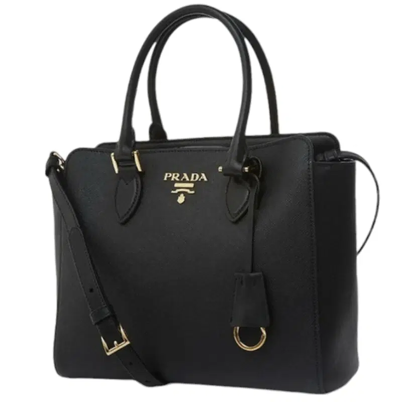 Prada Black Saffiano Leather Open Convertible Tote