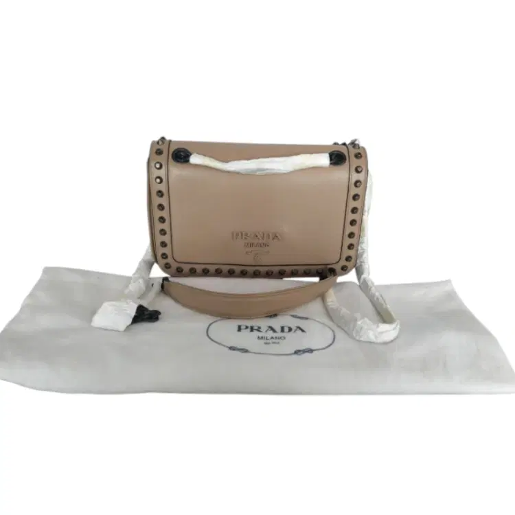 Prada Pattina Glace Calf Cammeo Leather Studded Bag-Hover-Image