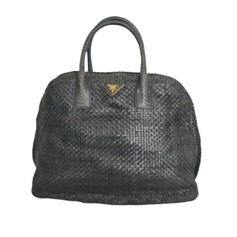Prada Black Braided Leather Satchel