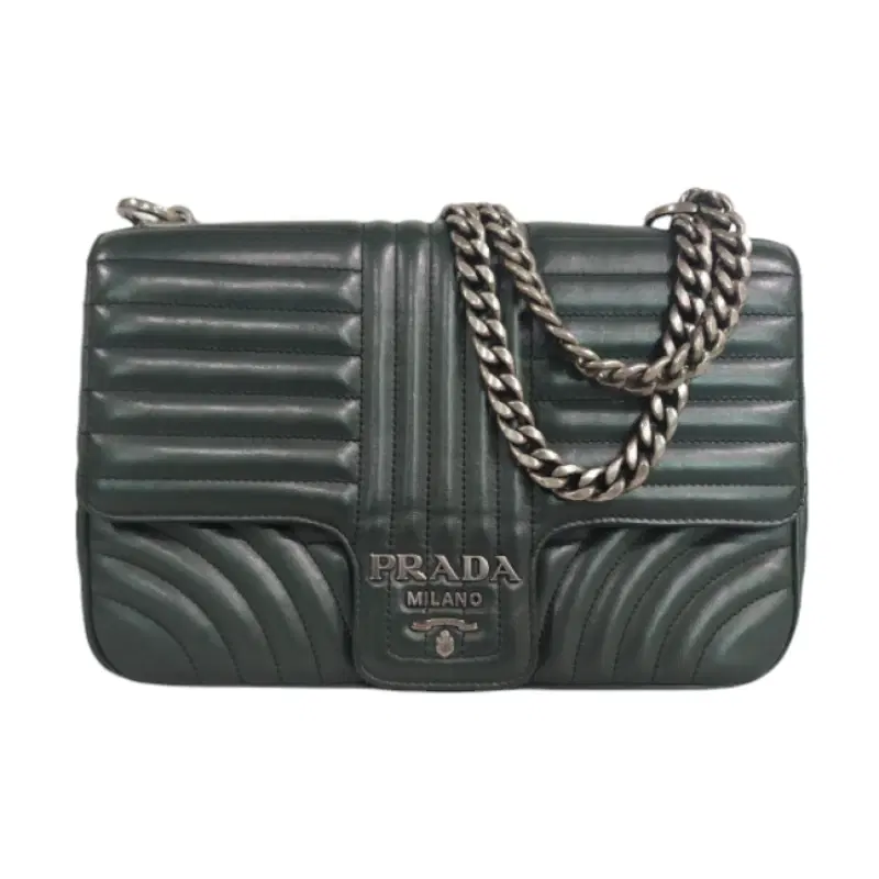 Prada Diagramme Large Leather Shoulder Bag