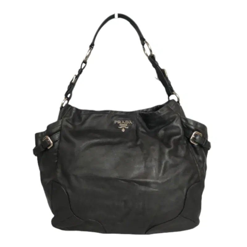 Prada Black Soft Calf Leather Double Pocket Hobo Bag