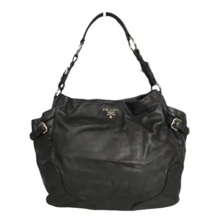 Prada Black Soft Calf Leather Double Pocket Hobo Bag-Hover-Image