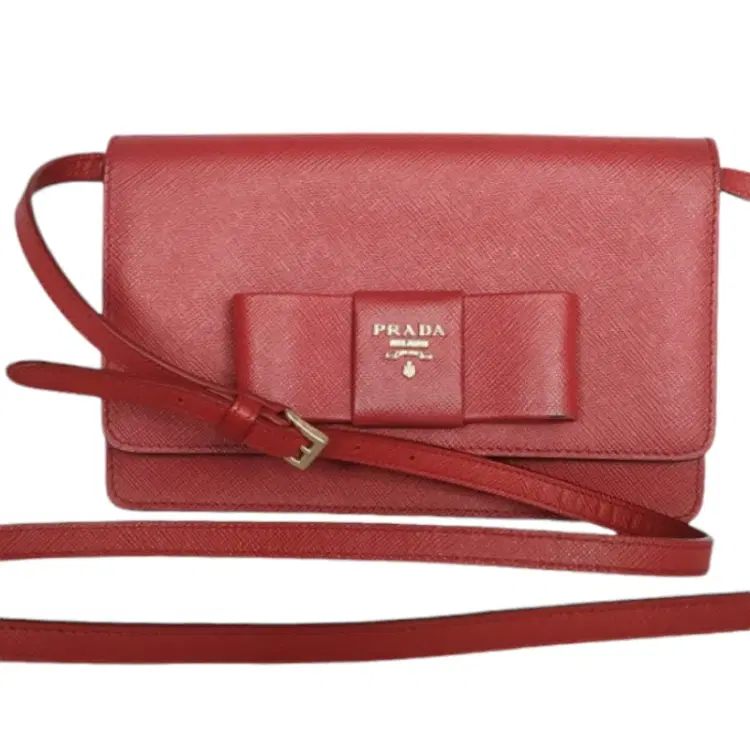 Prada Saffiano Lux Bow Crossbody Clutch Bag-Hover-Image