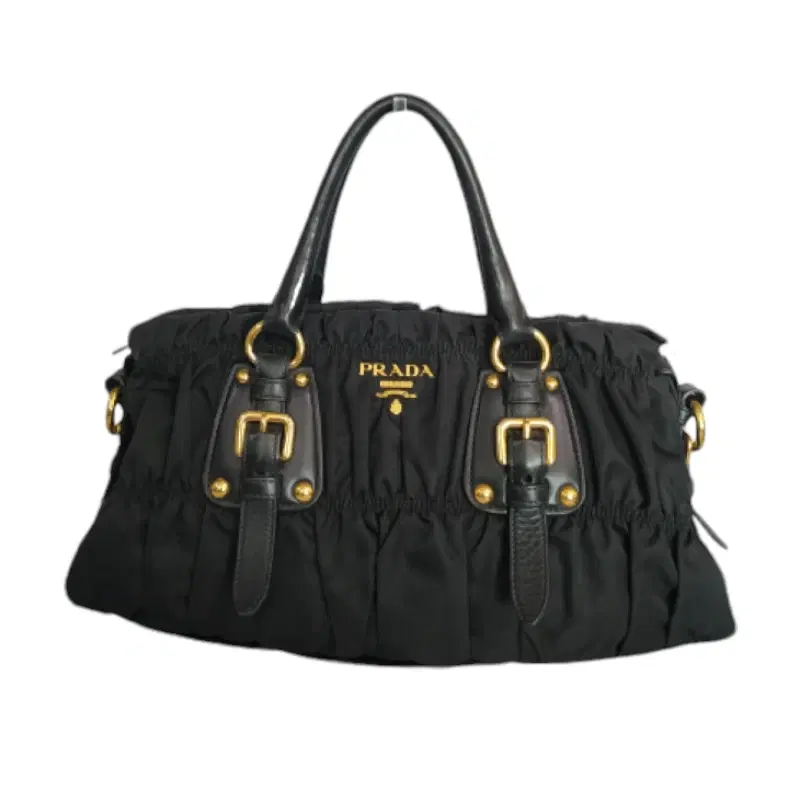 Prada Black Tessuto Gauffre Nylon Ruched Bag