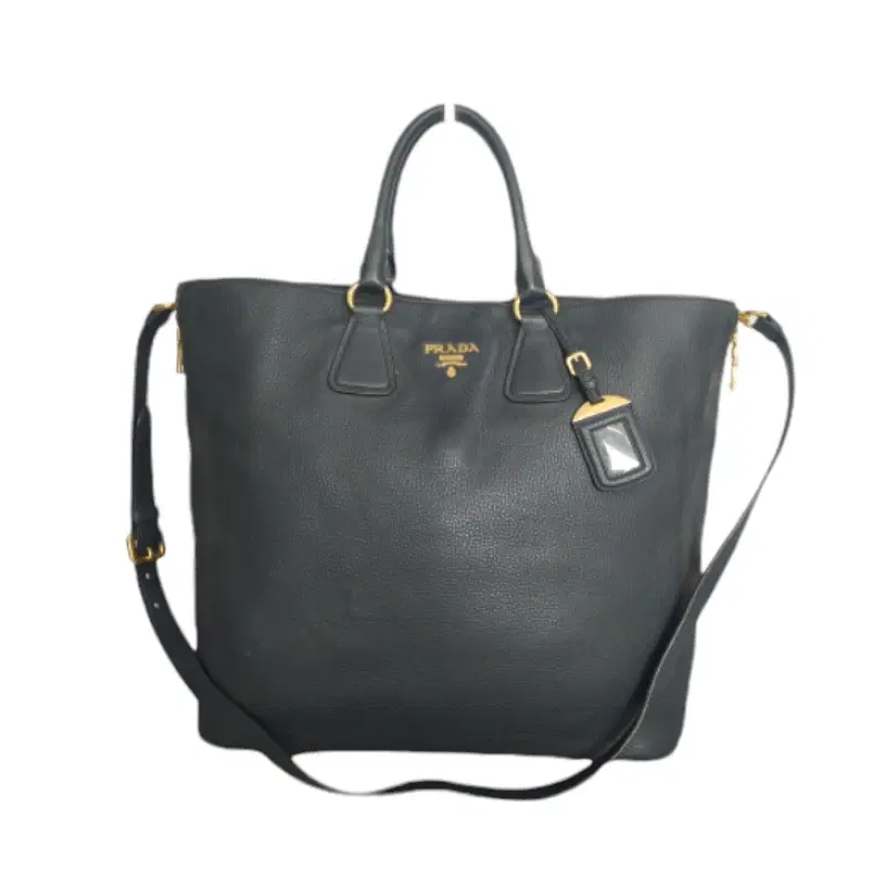 Prada Black Vitello Daino Leather Shopping Tote