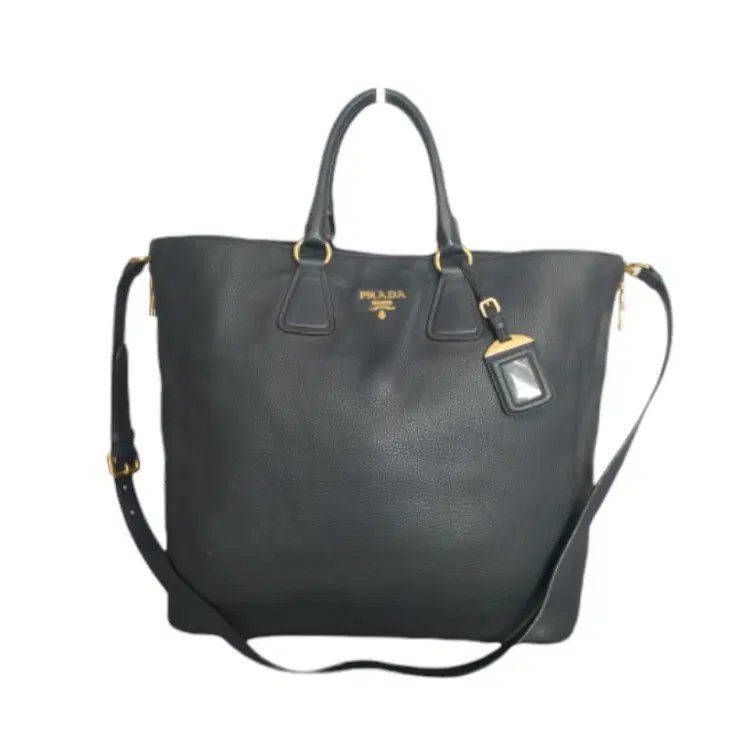 Prada Black Vitello Daino Leather Shopping Tote-Hover-Image