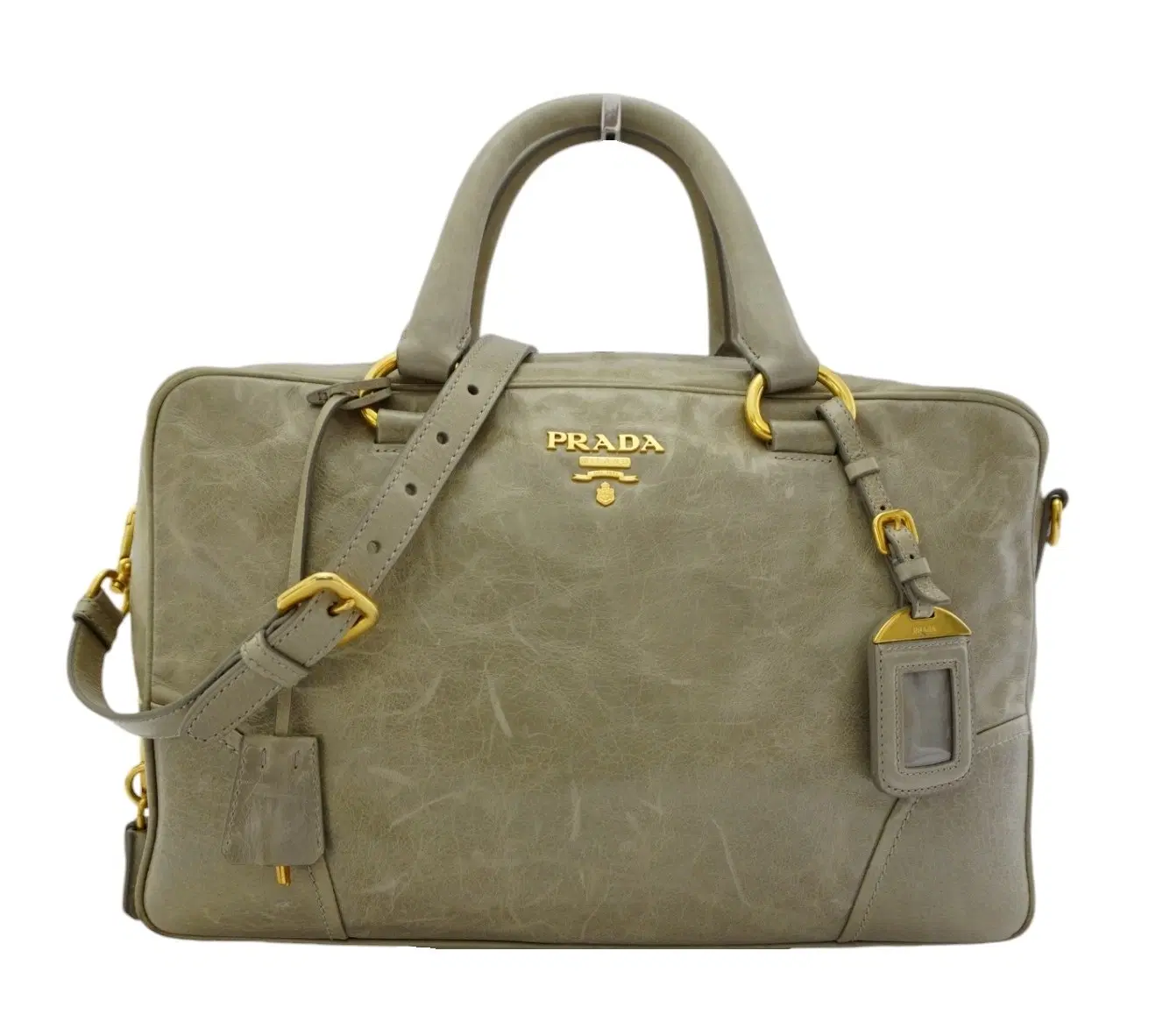 Prada Leather Shine Top Zip Satchel