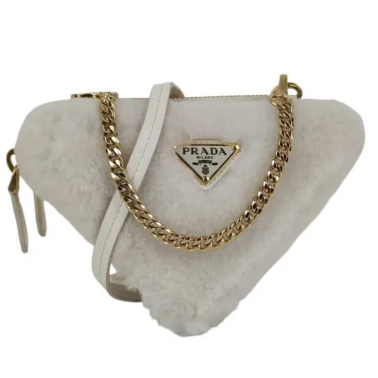 Prada Triangle Saffiano Shearling Mini Bag-Hover-Image