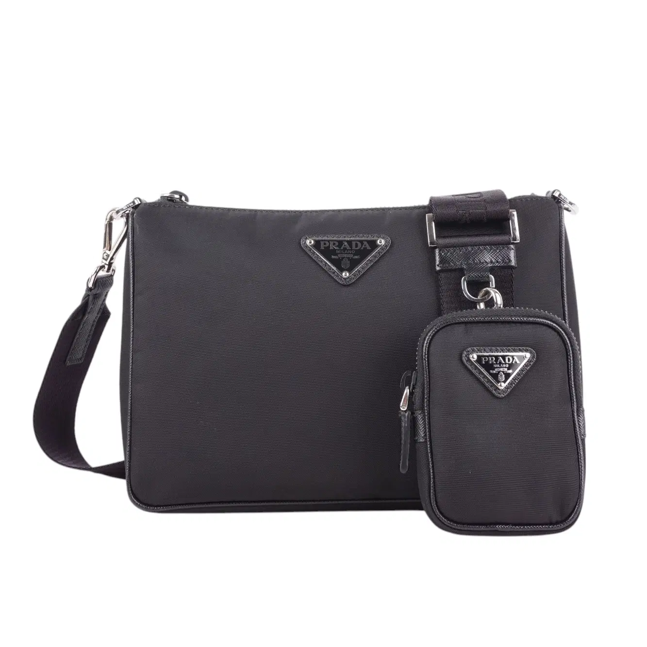 Prada Re-Edition 2000 Double Zip Shoulder Bag Tessuto Small