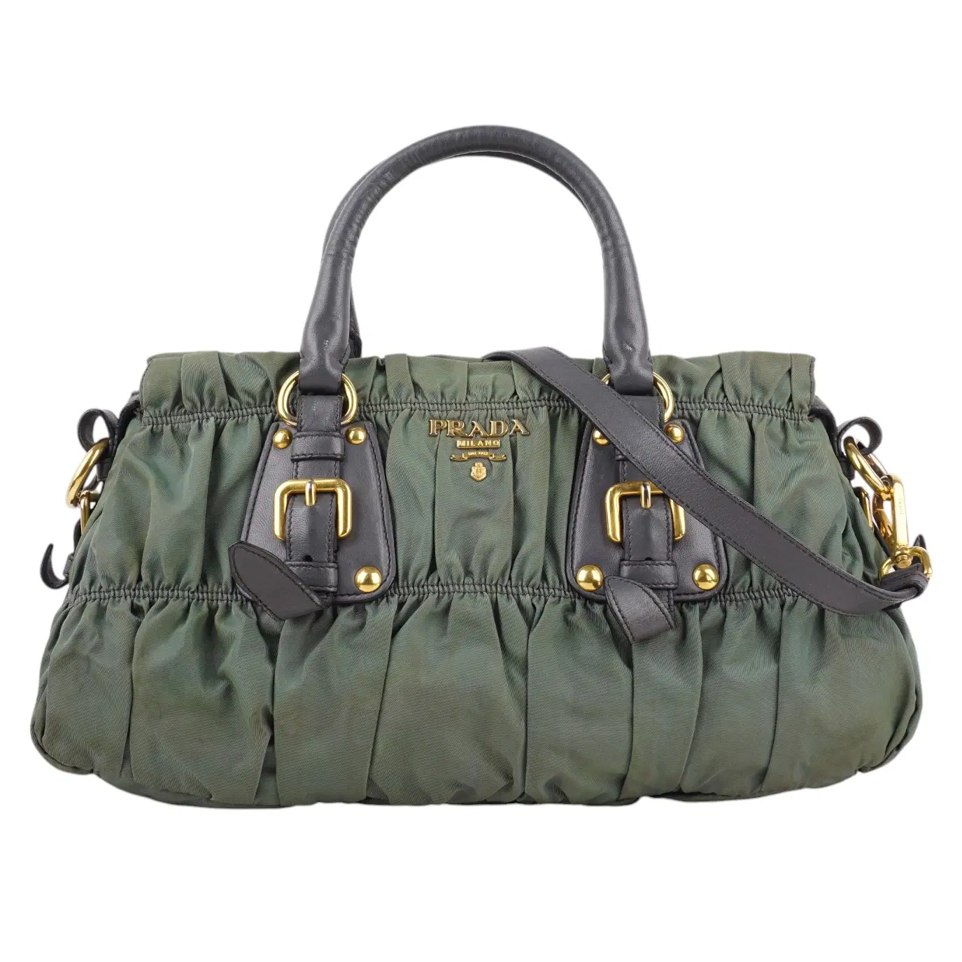 Prada Gaufre Nylon Shoulder Bag In Khaki