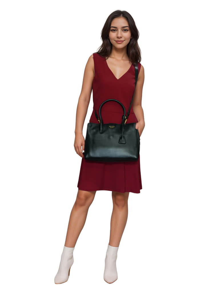 Prada Soft Bibliotheque Tote Bag in City Calf Leather-Hover-Image