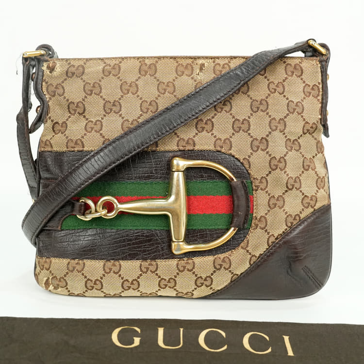 Gucci Monogram Canvas Web Horsebit Hasler Crossbody Bag-Hover-Image