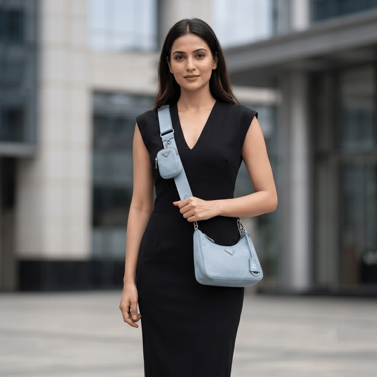 Prada Light Blue Nylon Re-Edition 2005 Shoulder Bag-Hover-Image
