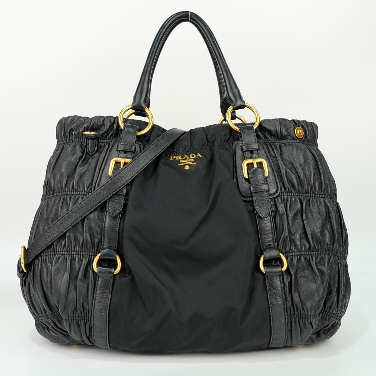 Prada Tessuto Leather Gaufre Bag (One Button Missing)